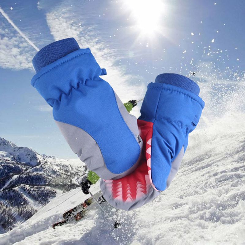 Winter draussen Jungen Mädchen Karikatur Ski Wasserdichte Handschuhe Nette freundlicher Nicht-Unterhose Warme Winddicht Fäustlinge