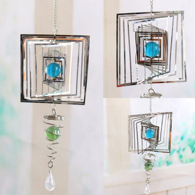 3D Wind Spinner Stainless Steel 360° Spiral Wind Chimes Indoor Outdoor Garden Decoration Snowflake Tree Mould Wind Chimes