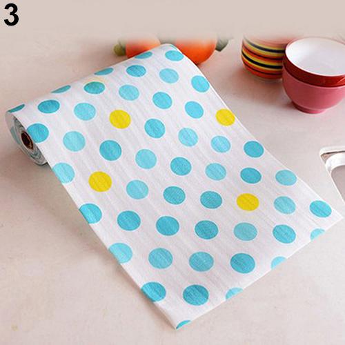 300cm Cute Polka Dots Shelf Paper Cabinet Drawer Liner Kitchen Table Mat Wardrobe Mat Printed Drawer Pad Paper: Blue Dots