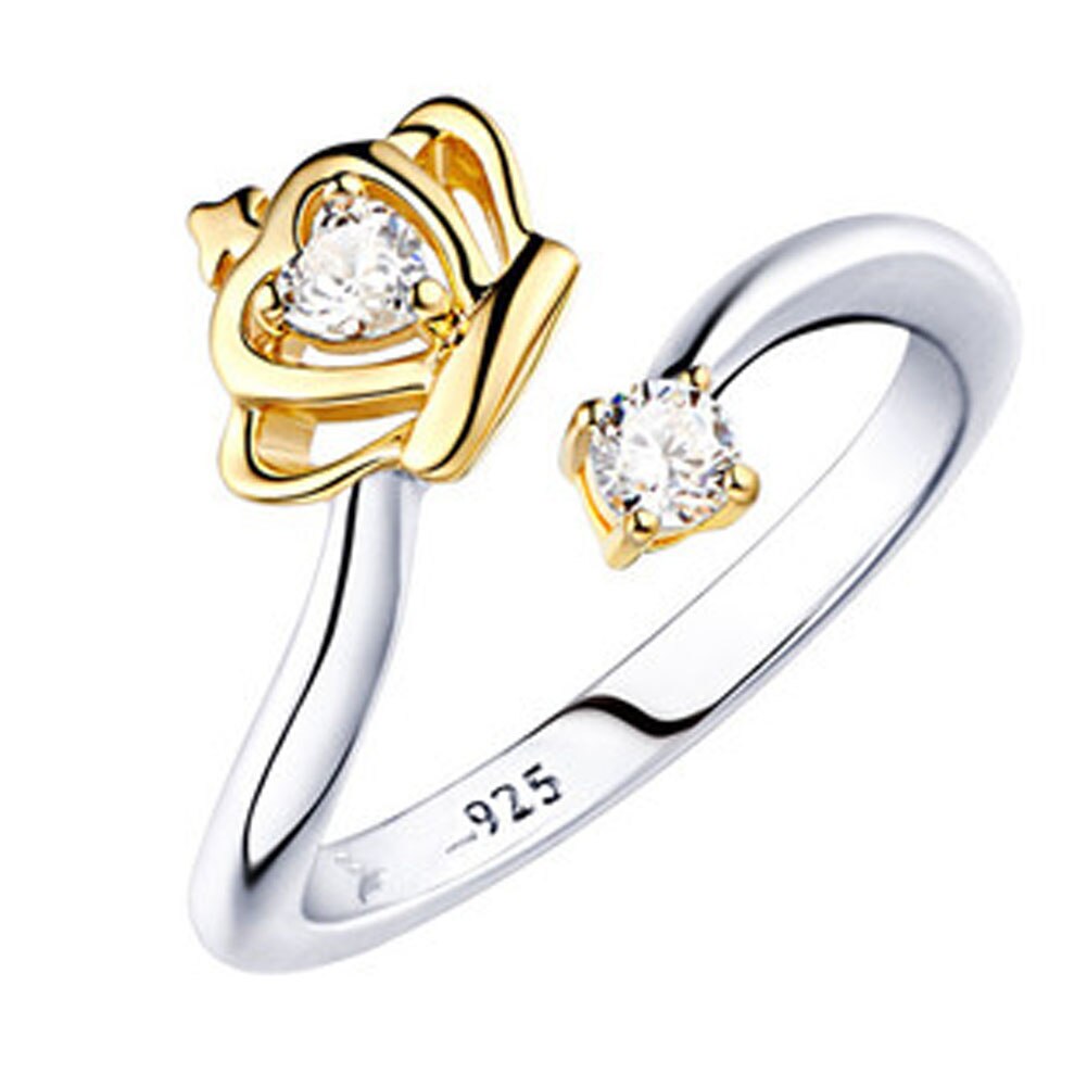 Neue Silber Überzogene Königin Krone Einstellbare Ring Hochzeit Ring Für Frauen Weihnachten Gold/Silber Farbe: goldfarben