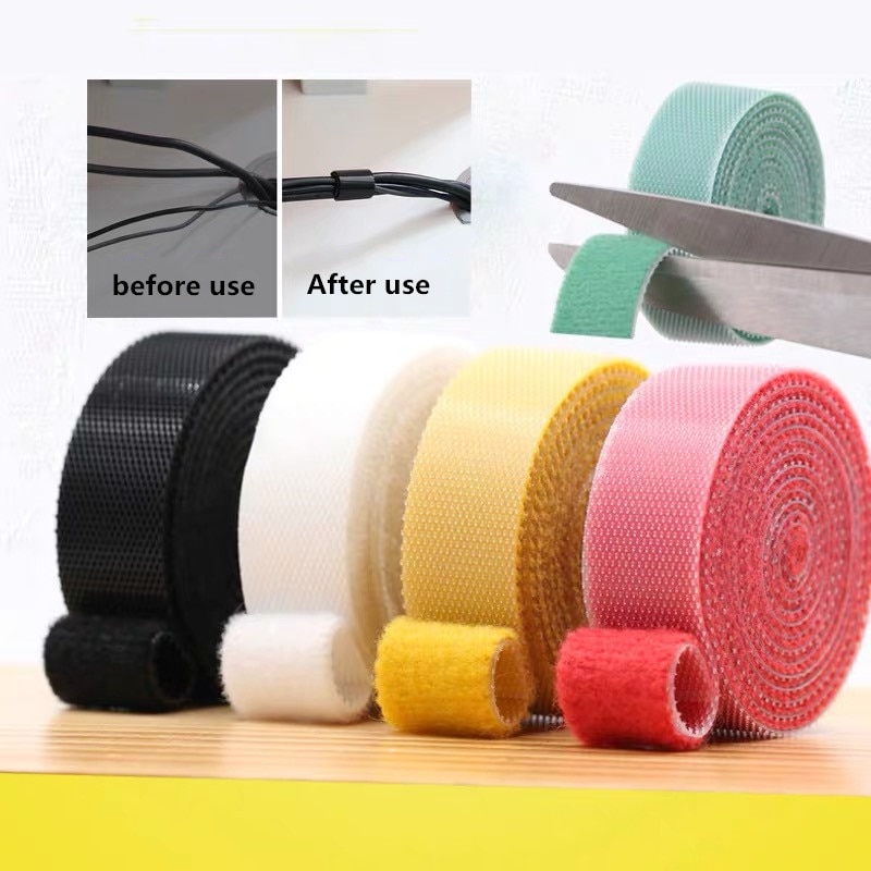 1 Roll 1 Cm * 1 M Kleur Magische Lijm Zelfklevende Tape Band Hoepel Lus Band Klittenbandsluitingen Sluiting tape Scratch Roll Bevestiging Tape