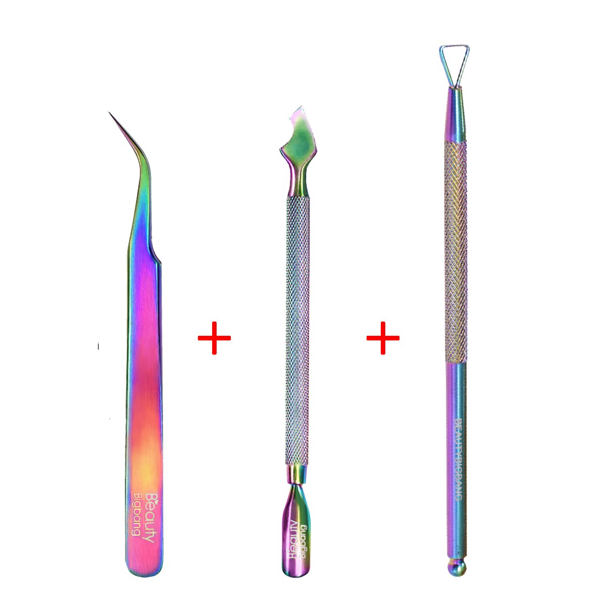 Beautybigbang Stainless Steel Manicure Nail Kit Set 3 PCS Cuticle Pusher Remover Scissors Manicura Tool Nail Art Set: 122