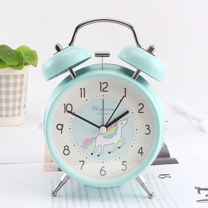 Bonito reloj despertador de unicornio encantador reloj de mesa de escritorio para niños estudiante de Navidad de Año: A