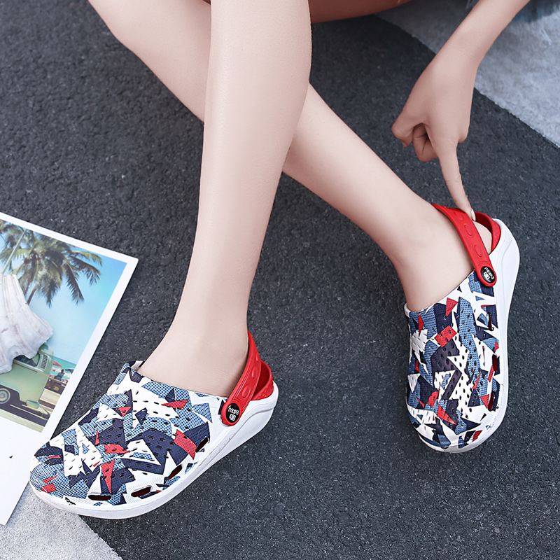 Summer Women Croc Clogs Platform Graffiti Garden Sandals Fruit Slippers Slip On For Girl Beach Shoes Slides Outdoor