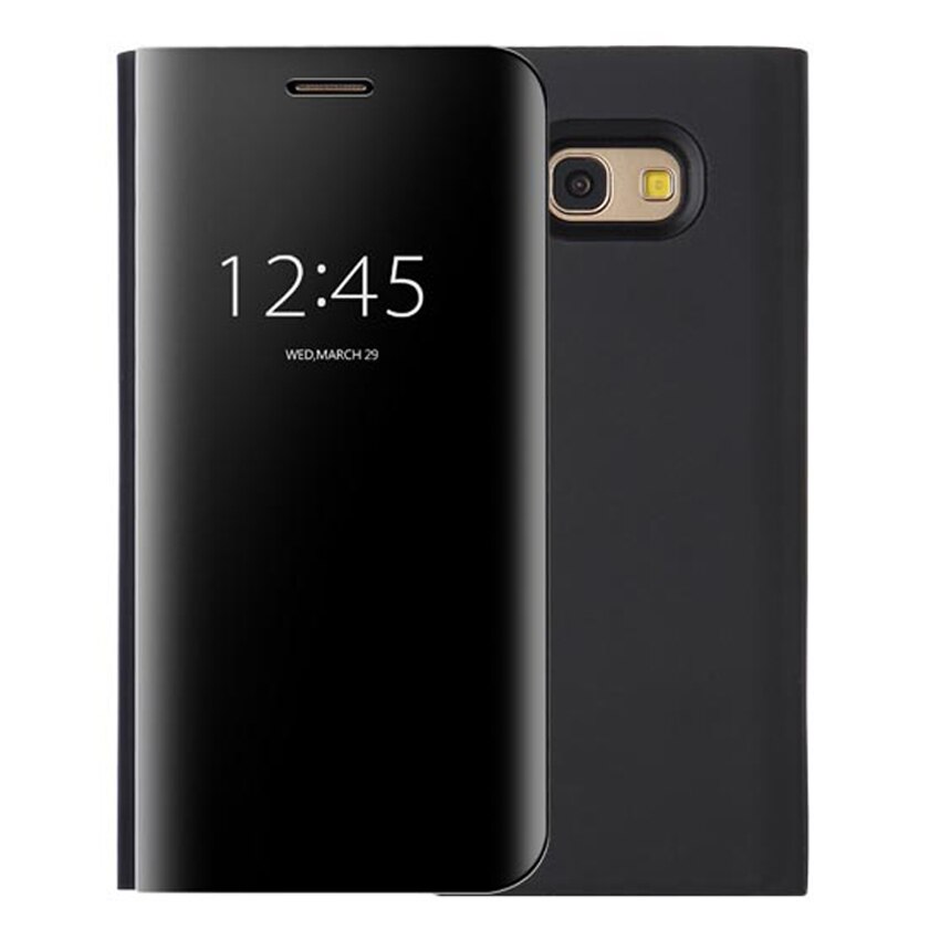 Luxe Flip Cover Spiegel Telefoon Geval Voor Samsung Galaxy A3 A5 A7 EEN 3 5 7 SM A320 A320F a520 A520F A720F SM-A320F SM-A520F: for A3 2017 / Black