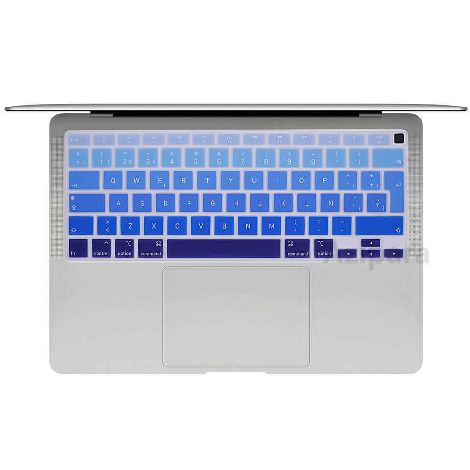 Couverture espagnole souple ue pour Macbook Air 13 A2179 / Air M1 puce A2337 couverture de clavier en silicone arc-en-ciel espagnol ue