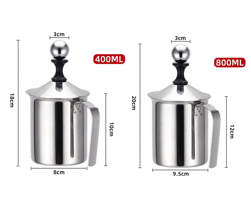400/800ML Manuelle Milchaufschäumer Edelstahl cappuccino Milch Creamer Milch Schaum Mesh Kaffee Schäumer Creamer Küche Applicance