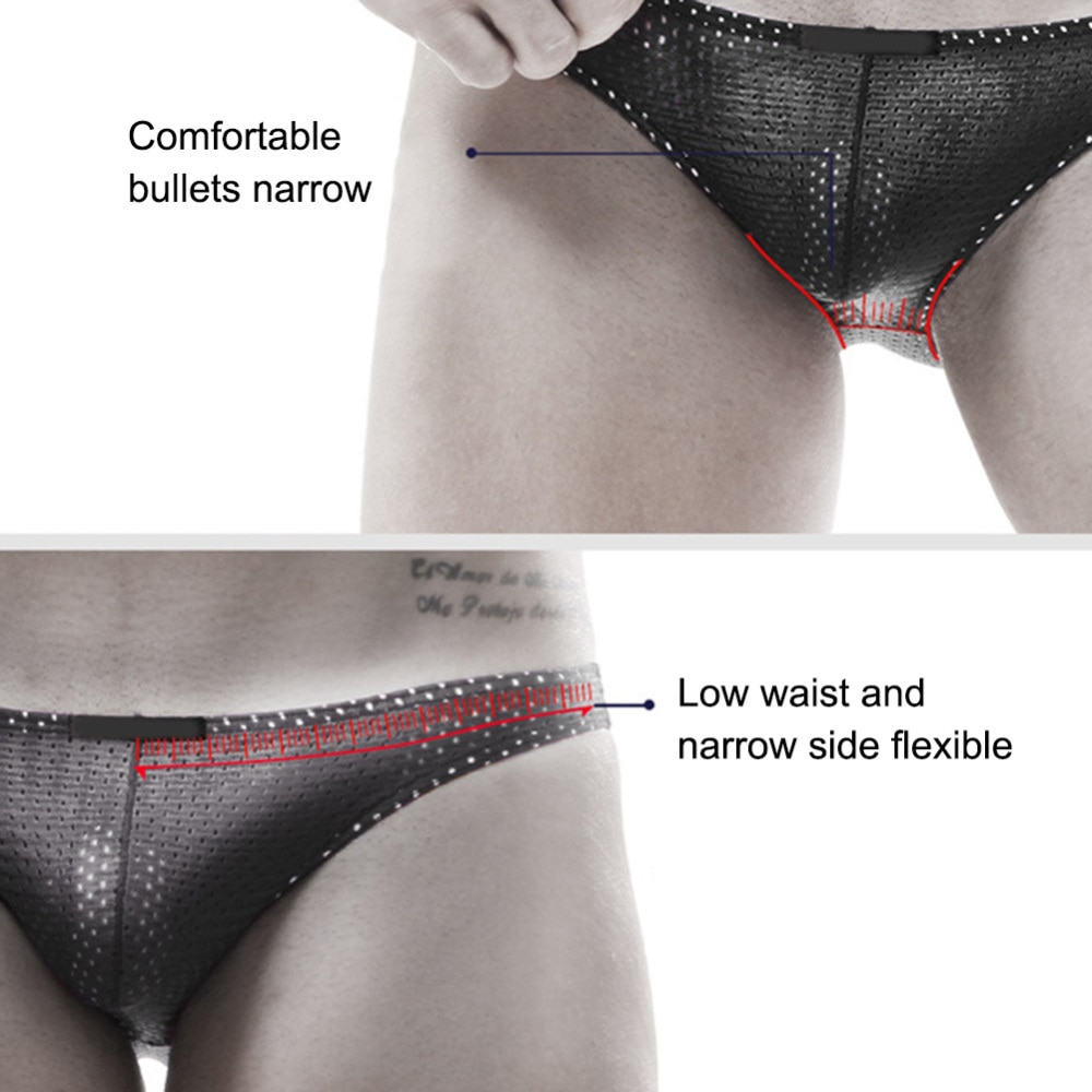 Tight Ice Silk Transparent Underwear Men Briefs Mesh Gauze Casual Triangle Breathable Panty Male Elastic Fabric Underpants