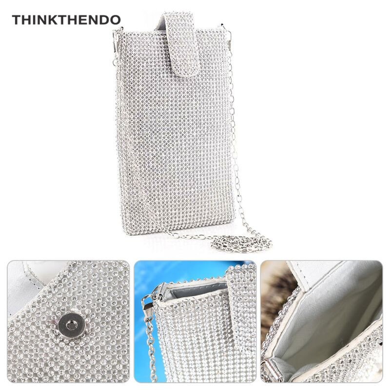 THINKTHENDO – sac à main de soirée, pochette pour femmes, petit sac à bandoulière pour téléphone portable, portefeuille