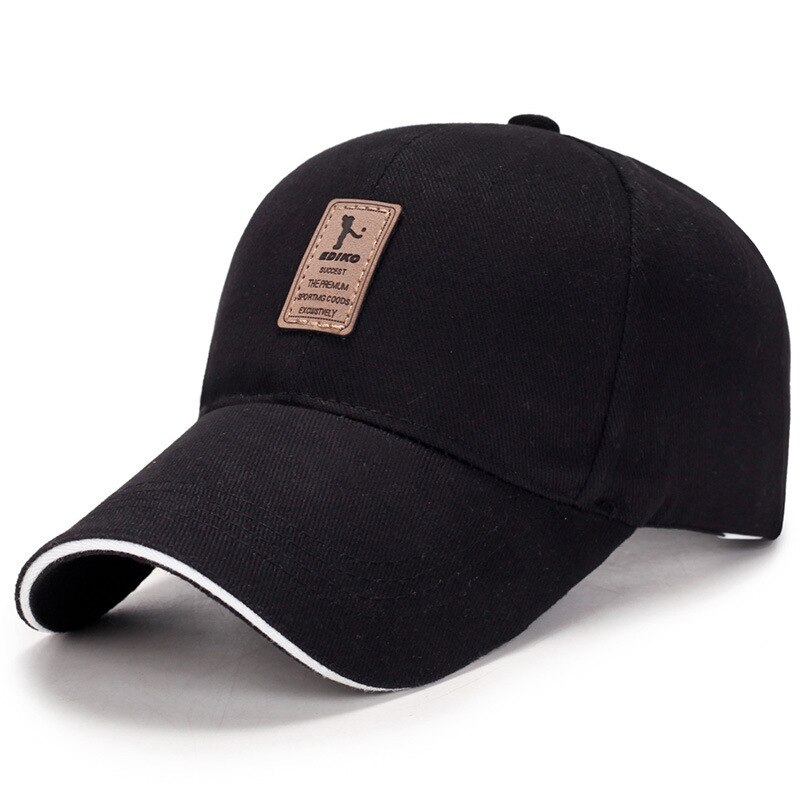 Baseball Cap Männer Frauen 100% Baumwolle Dicker Material Krempe Länger Keine reizung der Haut Plain Schwarz Sport Cool Einstellbar: Black White