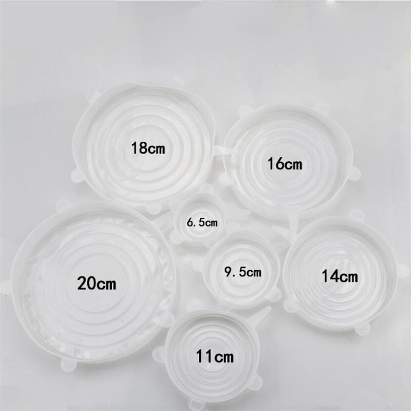 6/12Pcs Adaptable Silicone Lids Reusable Universal Food lids Cover Stretchable Washable Silicone Food Wrap Lid Kitchen Accessor