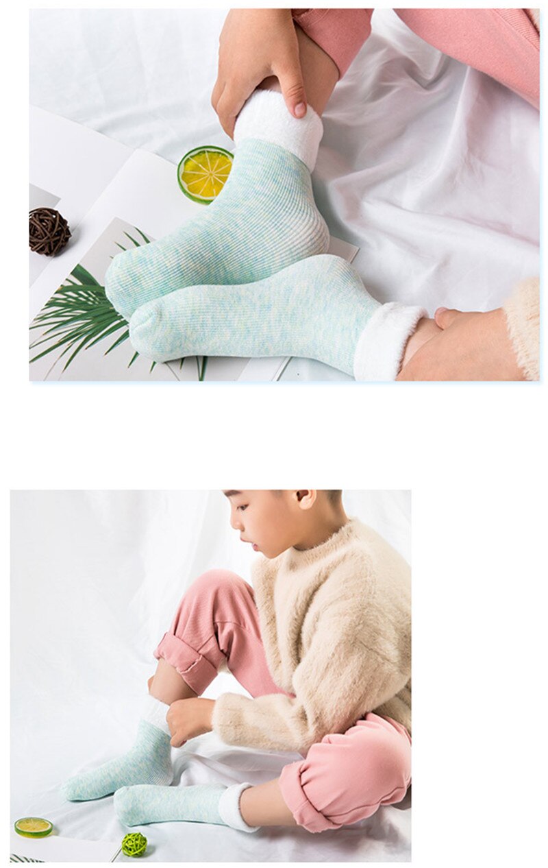 Wyprzedaż!!! 1pc losowy kolor zima ciepła moda ułożjeden skarpety dziecięce dzieci w jednolitym cukierkowym kolorze dzieci śnieg grube ciepłe skarpetki podłogowe