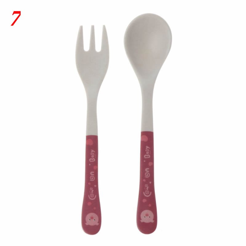 2 stuks/set bamboevezels milieuvriendelijk schattige lepel vork kinderservies baby lepel vork