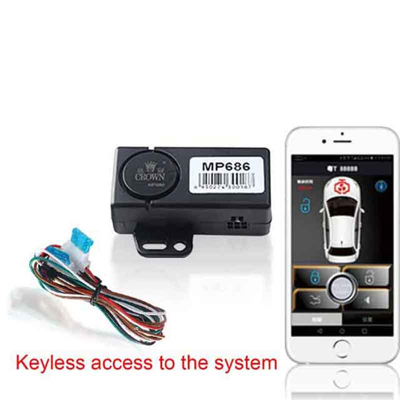 Smartphone car alarm system compatible with ios and android phone car engine start stop system remote Smart key PKE car 686A