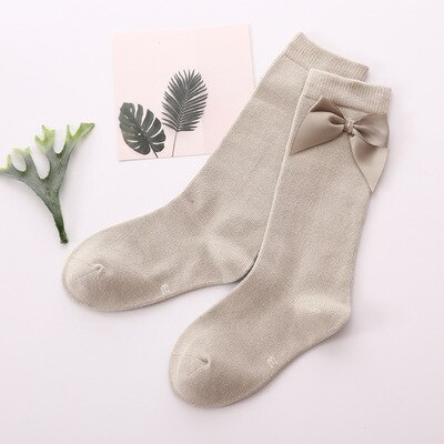 Baby Spullen Baby Meisje Sokken Knie Hoge Sokken Prinses voor Meisje Zoete Leuke Lange Buis Candy Kleur Bows Been Warmer 2-8Years: Grey / 2 to 3Years