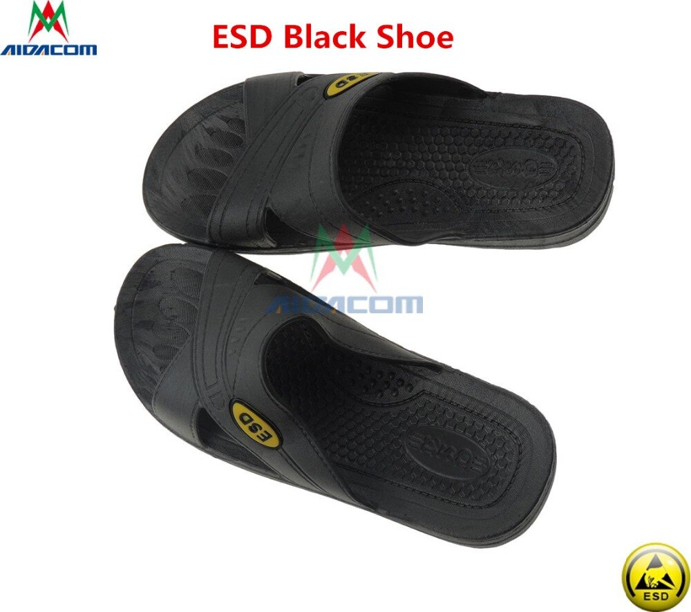 ESD safety working shoes Mans summer ESD anti slip Slipper antistatic anti-skid dust-free for man antistatic sandals shoes: ESD Black Slipper / 36