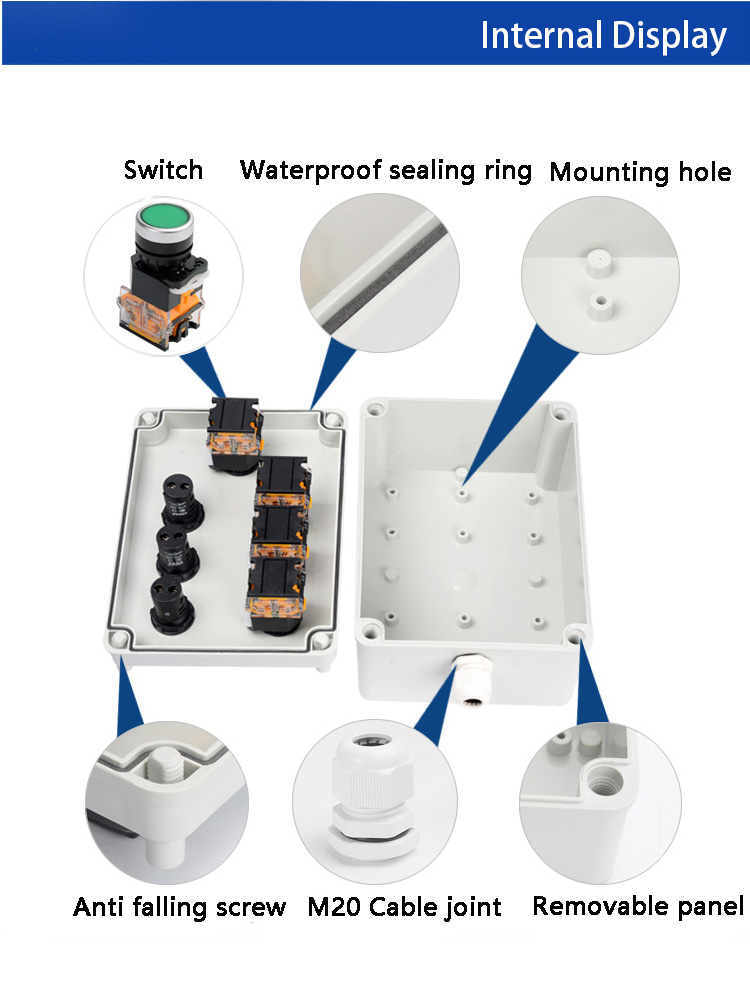 Indoor and outdoor button box Emergency stop start switch Power reset alarm iron door elevator motor Electrical control box