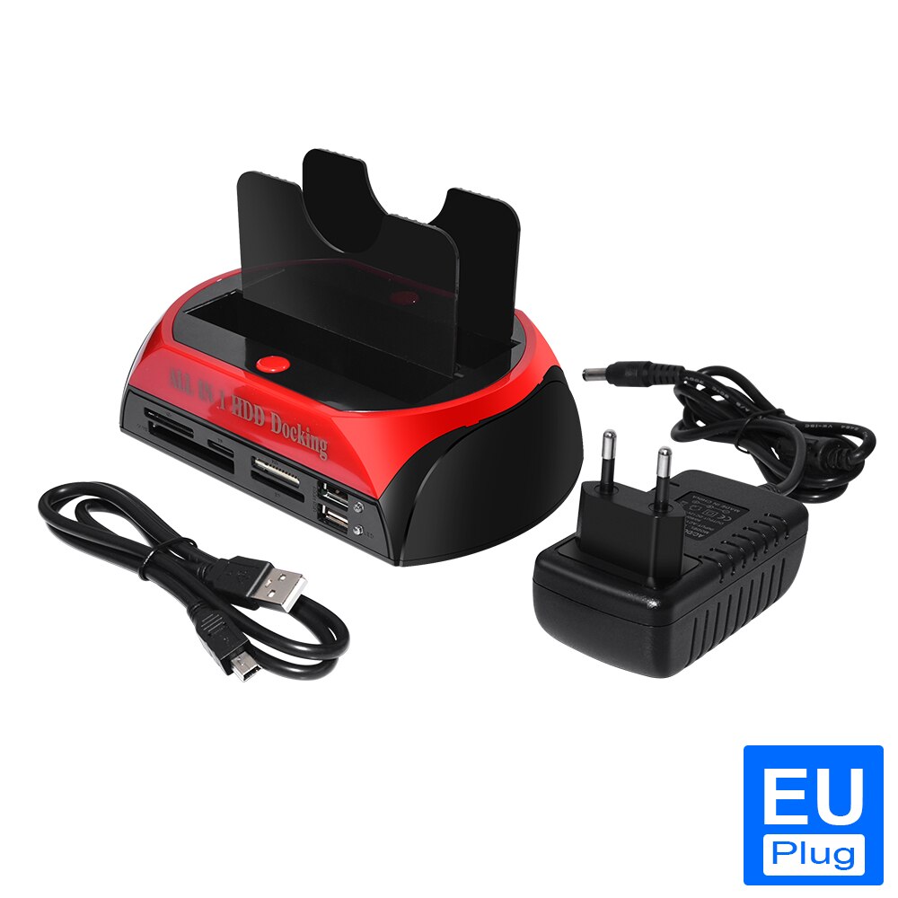 2 IDE 1 SATA USB2.0 Typ C Dual Externe Festplatte 2,5 Zoll 3,5 Zoll Dockingstation One Touch Backup OTB HUB Reader: Mischfarbe