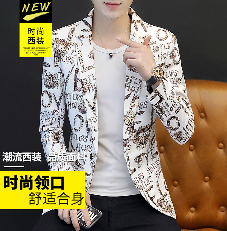 Vinterdress herre blazer stilig trykt slim fit tilpassede design blazerjakke herre casual traje lentejuelas herredresser  jj60xx