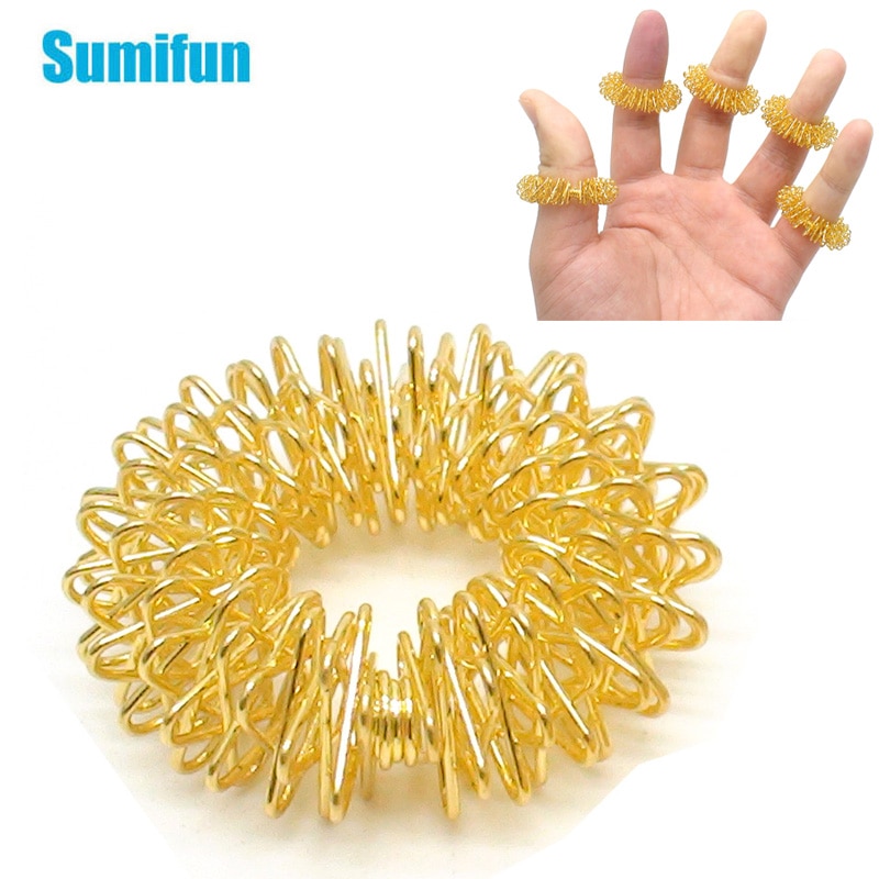 Sumifun 1Pcs Vinger Massage Ring Acupunctuur Ring Ontspanning Gezondheidszorg Hand Bloedsomloop Vinger Hand C146