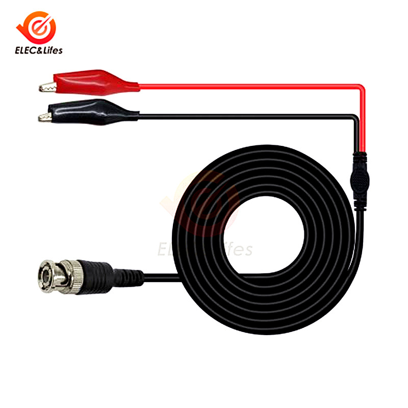 1.1m Digital Oscilloscope BNC Probe Test Leads 50 ohm Coaxial Q9 Male Plug to Dual Alligator crocodile clip test line cable