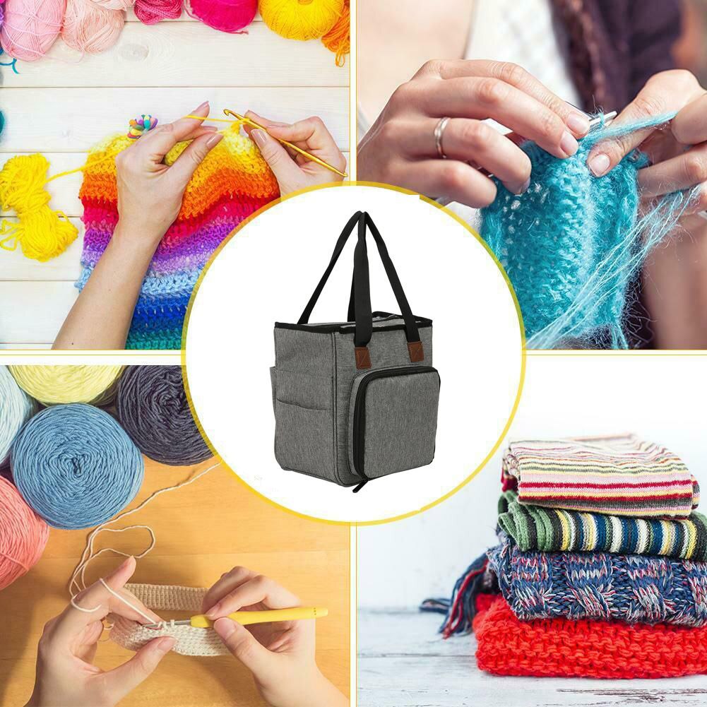 Breien Tas Draagbare Hoge Capaciteit Gehaakte Breien Tool Garen Opbergtas Case Tote Voor Wol Naaien Levert Set Diy Organizer