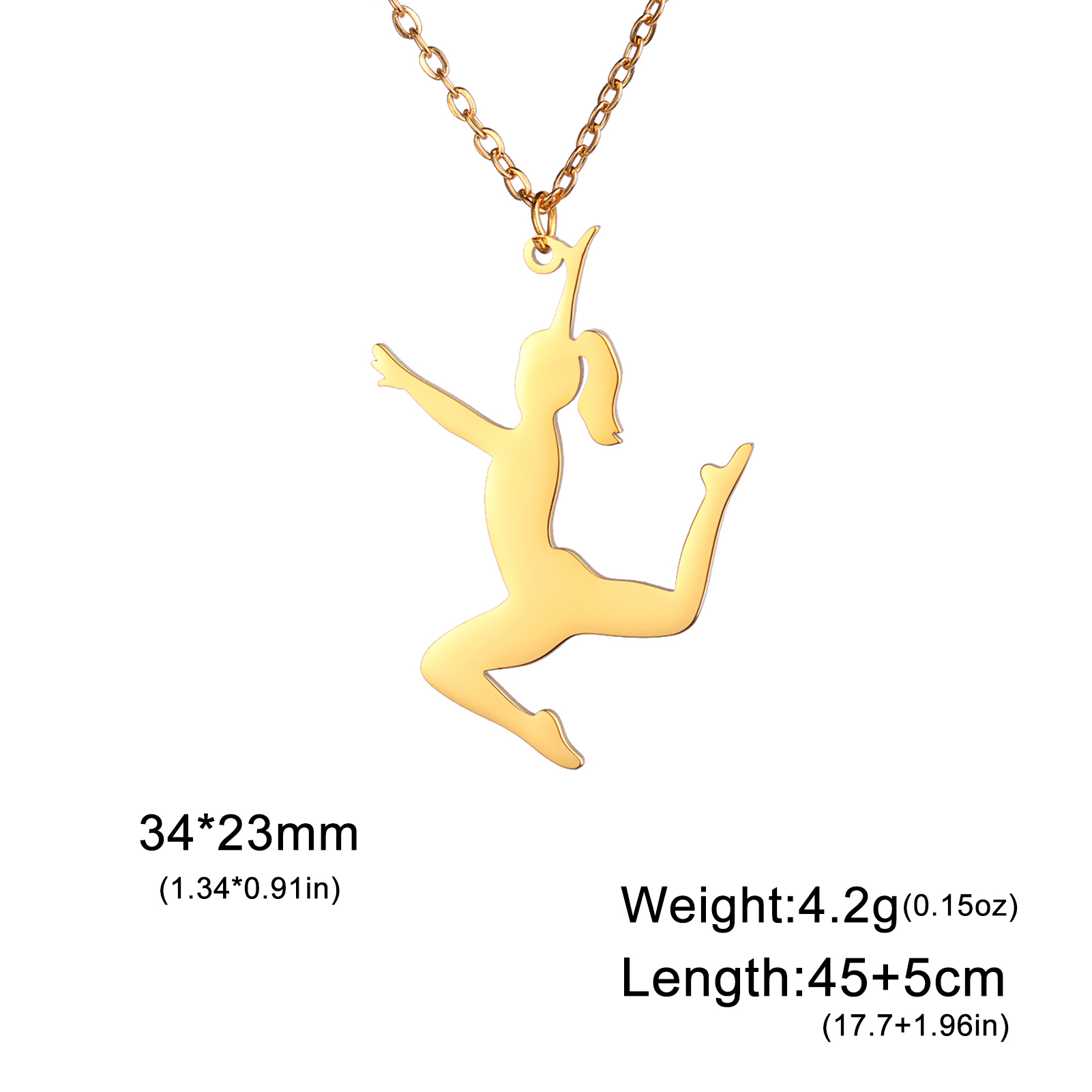Teamer Gymnastics Necklace for Women Girls Sports Pendant Stainless Steel Jewelry Dancer Gymnast Birthday: Rhodium Plated