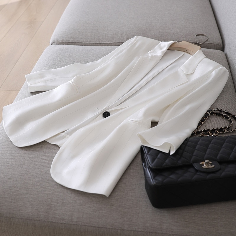 LMCAVASUN Japan gloss triacetate satin Small suit jacket Women's slim suit