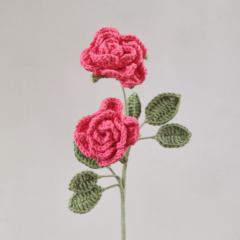 Ramo de Flores de ganchillo , Flores tejidas a mano, Flores Tejidas A Crochet, decoración del hogar para boda, flor Artificial: Rosa