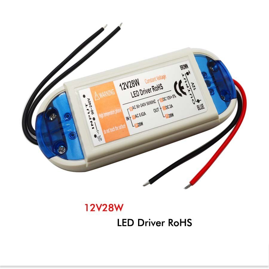 Led driver 18w led voeding led transformator 12v 5W 18w 28w 48w 72w 100w voor led strip mr16 mr11: 28W