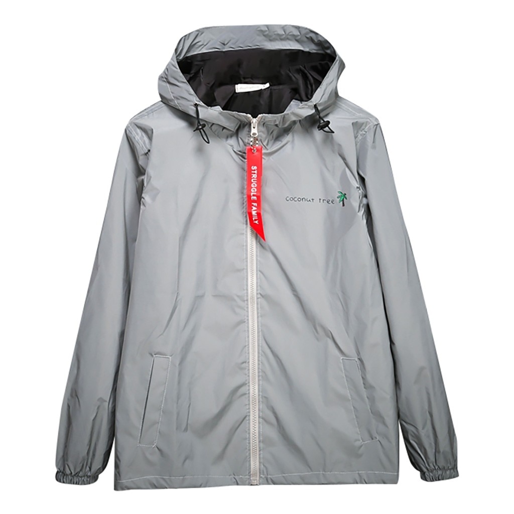 Spring Autumn Men Hooded Jackets Print Harajuku Windbreaker Ribbon Overcoat Male Casual Outwear Hip Hop Streetwear Coats