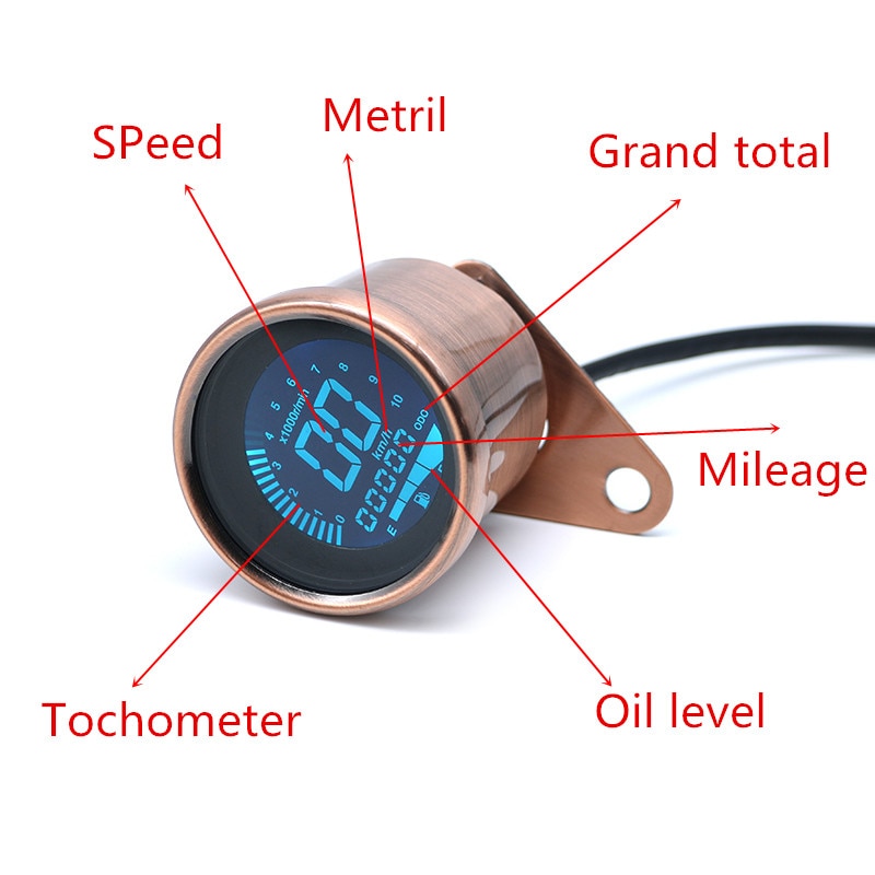 Universal Motorcycle Digital Motorcycle Speedometer Retro LCD Odometer Cafe Racer Tachometer indicator Scooter ATV Meter