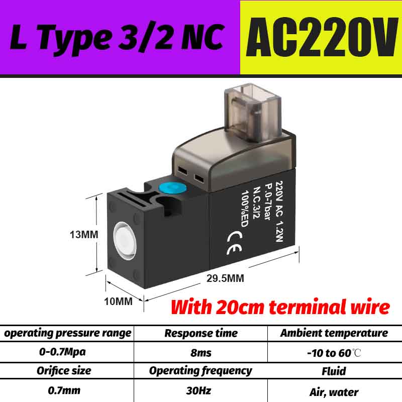 Válvula solenoide en miniatura de alta frecuencia, válvula de aire de 10mm, válvula de control de tres vías de dos posiciones de 30Hz, válvula de vacío de 24V 12V 6V: Transparente