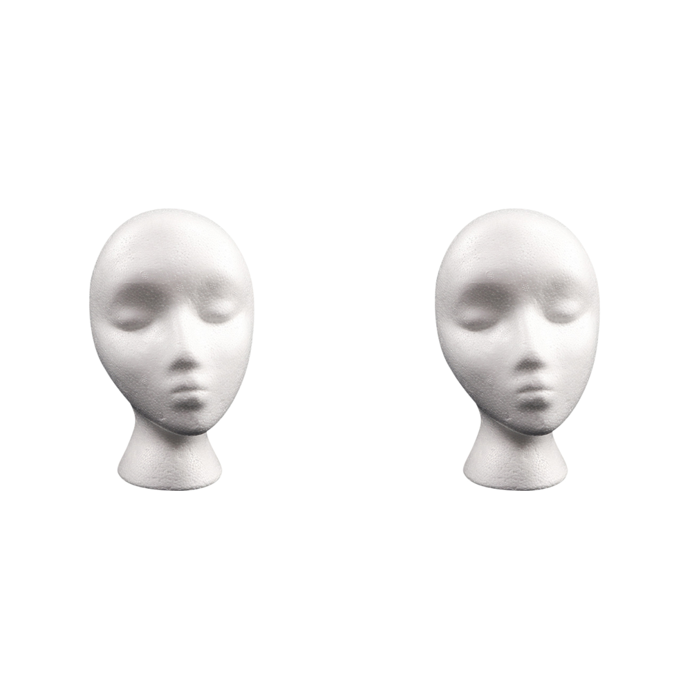 Tête de mannequin en mousse de polystyrène pour femme, chapeau, lunettes, présentoir de perruque, support T1 pour salon de coiffure, 1 pièce, 2 pièces: Marron
