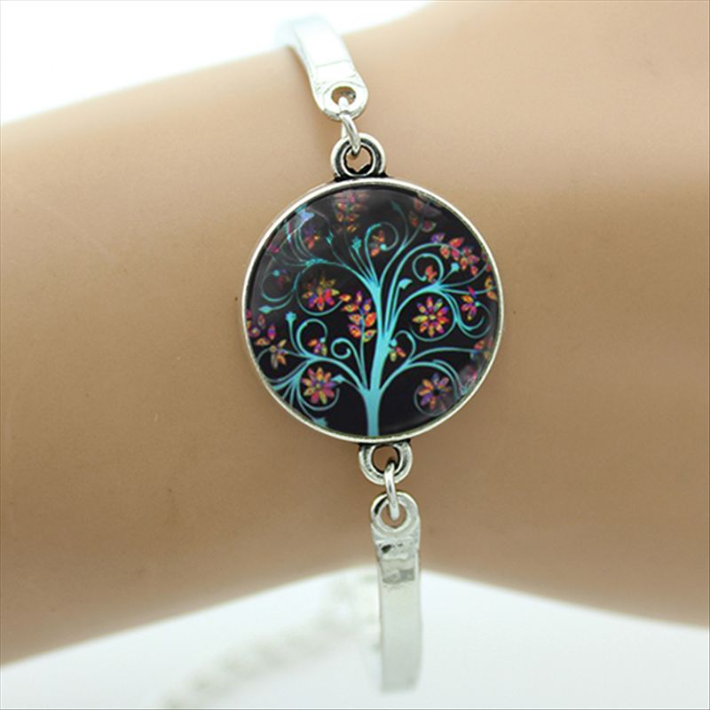 TAFREE Brand Gustav Klimt Tree Of Life Bracelet Silver-Plated Glass Dome Art Picture Bangles Men Jewelry D937: D962