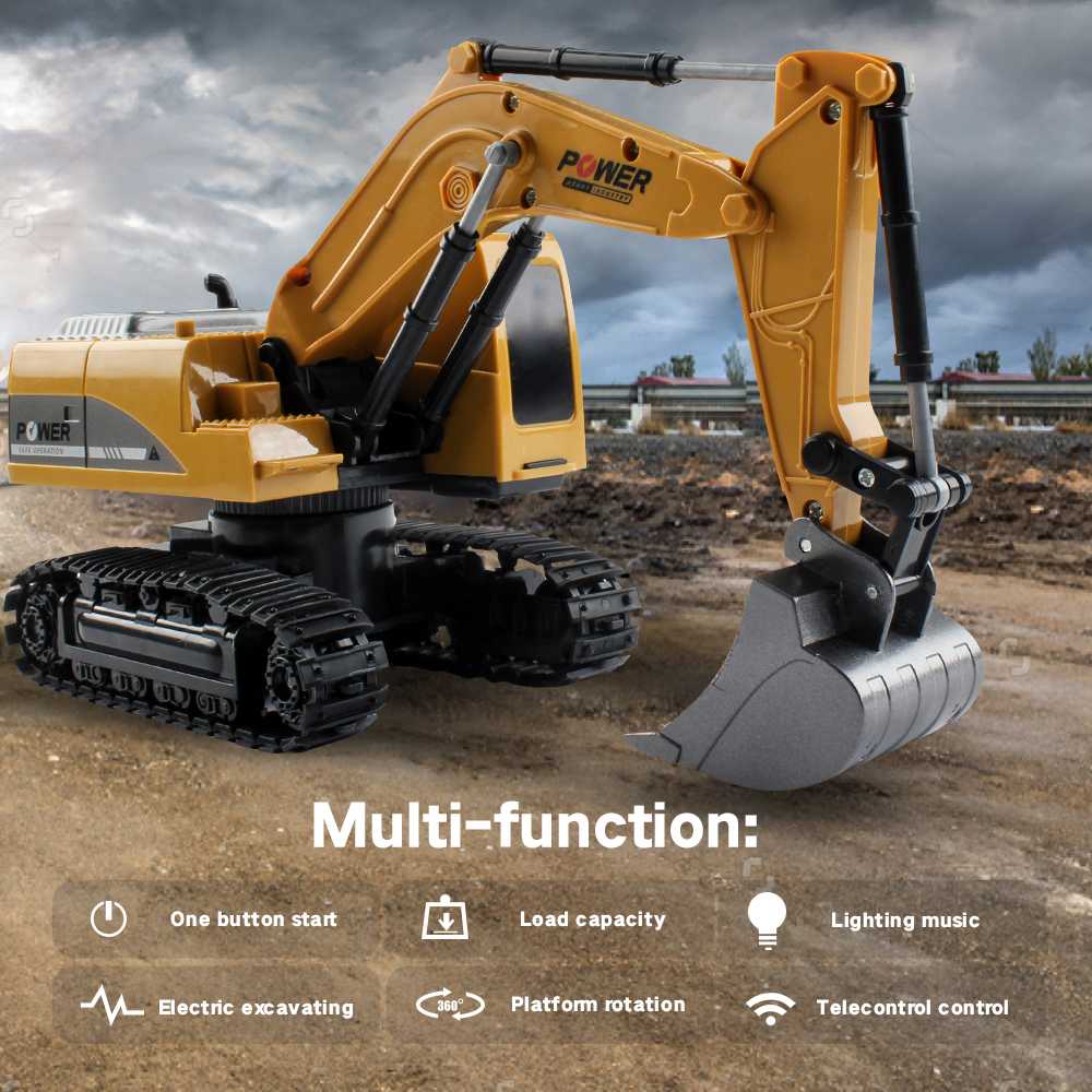 Mofun 1027 RC Excavator 1/24 6CH Vehicle Models With Light Music Children Toy Kid Remote Control Drive Machine