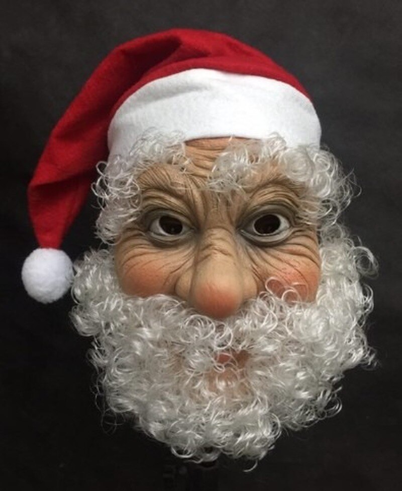 Masque en Latex pour père noël, déguisement de fête de noël en plein air, perruque à barbe