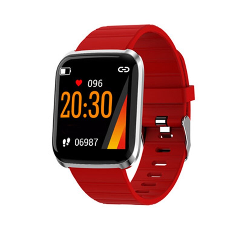 Smart Band Watch - Fitness Tracker Blood Pressure Heart Rate Monitor - Color LCD Touch Screen: Red