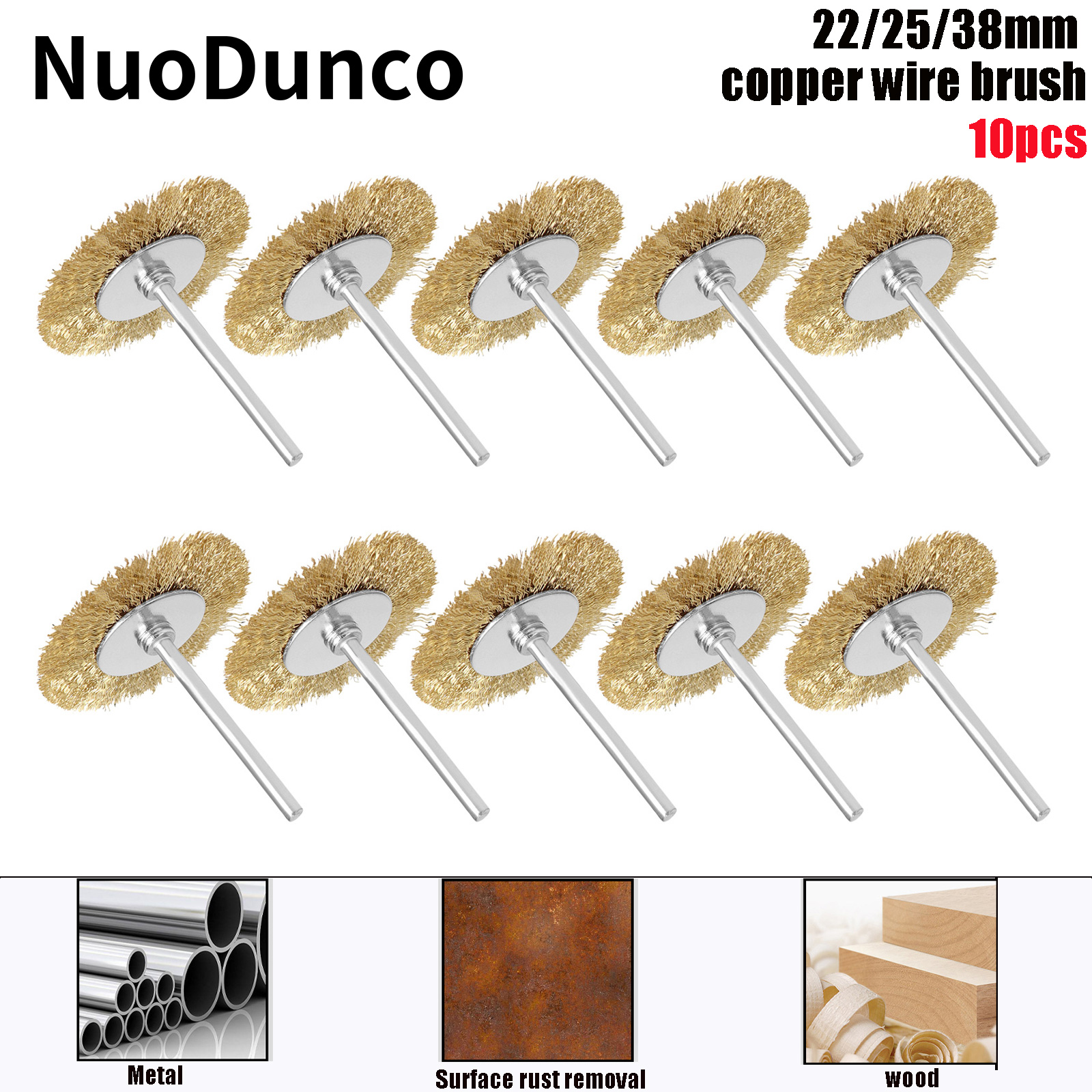 10 pezzi spazzola metallica in acciaio gambo da 3 mm ruota per lucidatura mini trapano Dremel rimozione ruggine metallica pretrattamento superficiale rettifica utensile rotante