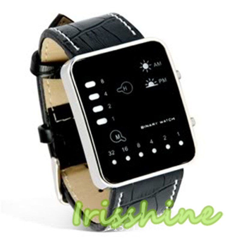 Irissshine #7009 Paar uhr Digitale rot LED Sport Armbanduhr binär Armbanduhr PU Leder Frauen Mens relogio feminino A20