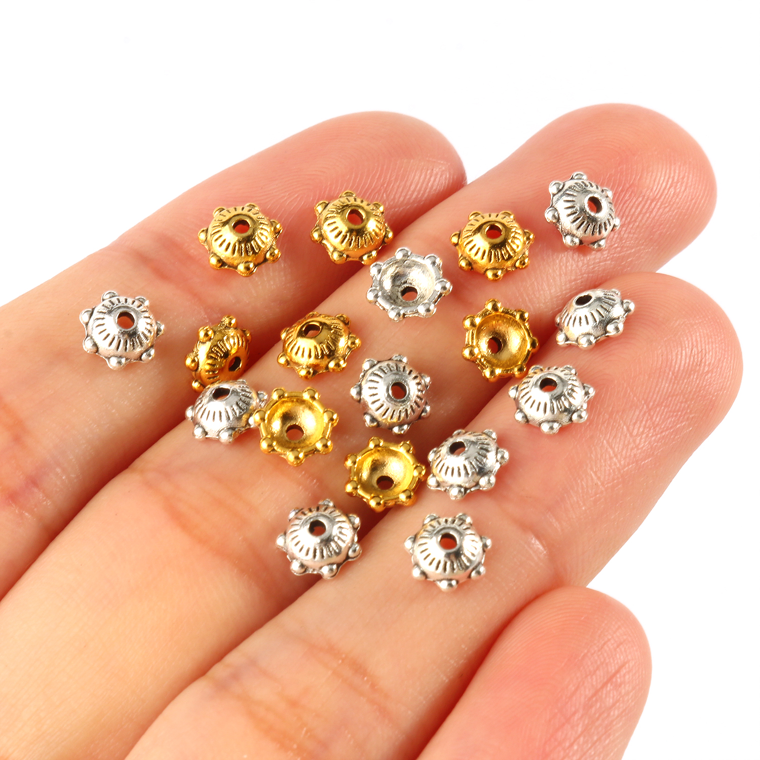 Bouchons de perles de couleur argent tibétain, or Antique, embouts de fleurs, couture pour la fabrication de bijoux, accessoires de bricolage: XL / Violet