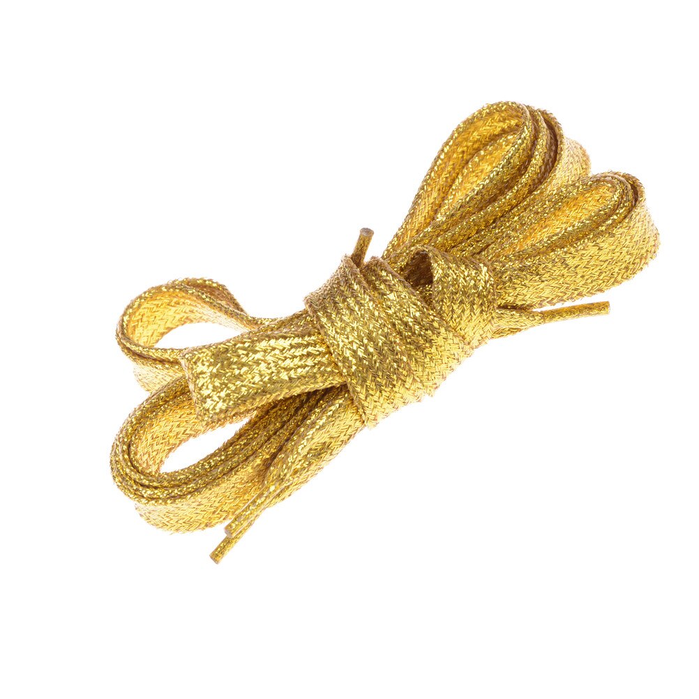 1 pcs Flat Shoelaces Bootlaces Shoe Laces Strings Shiny Gold And Silver Thread Shoelace: gold