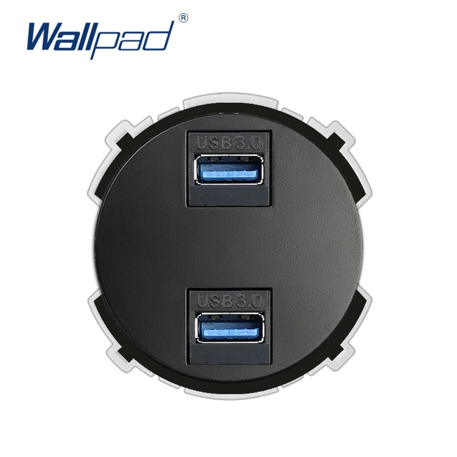 Wallpad 2 USB 3.0 Wall Socket Function Key Only For Data Transmission Free Combination: Black