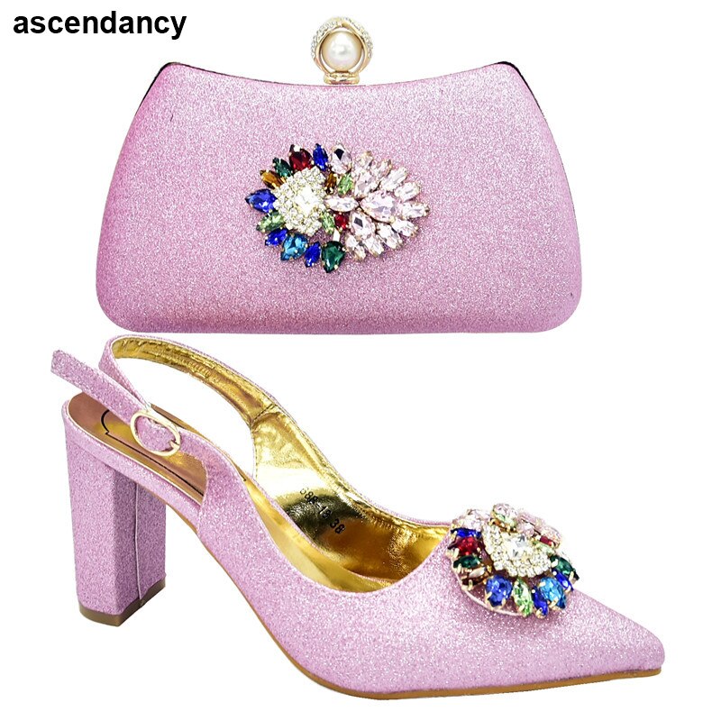 Ladies Italian Shoes and Bag Set Decorated with Rhinestone Italian Shoes and Bags Set Envio Gratis Matching Shoes and Bag Set