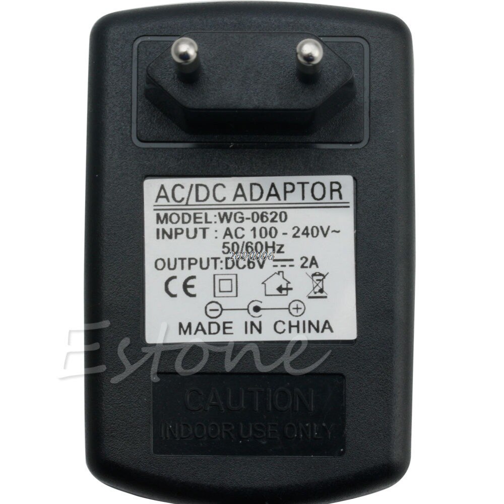 Converter 100-240V Naar Dc 6V 2A Power Adapter Voeding Lader Eu Plug Black