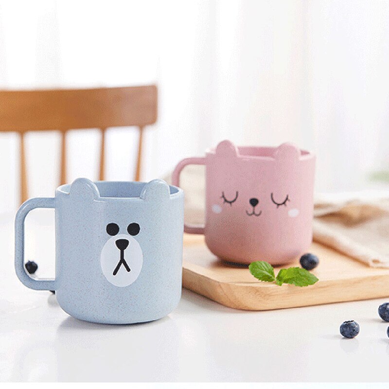 Taza de leche con asa para niños y bebés, taza de desayuno, taza para el hogar, taza de entrenamiento de dibujos animados