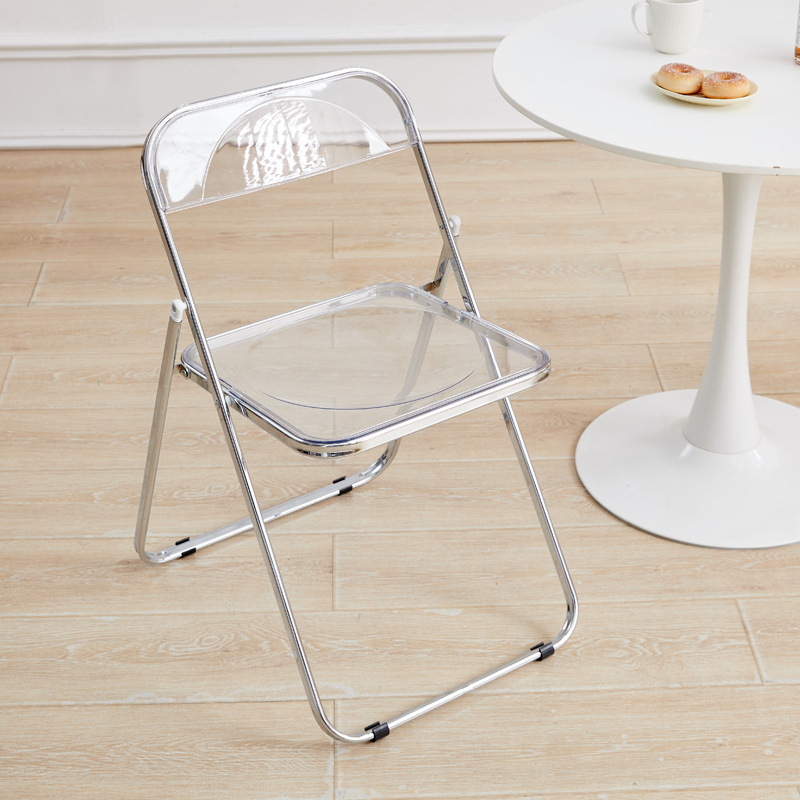 Silla plegable transparente, silla de comedor moderna y sencilla a la para el hogar, tienda de ropa acrílica, tienda de té de la leche, silla plegable de ocio: Verde militar