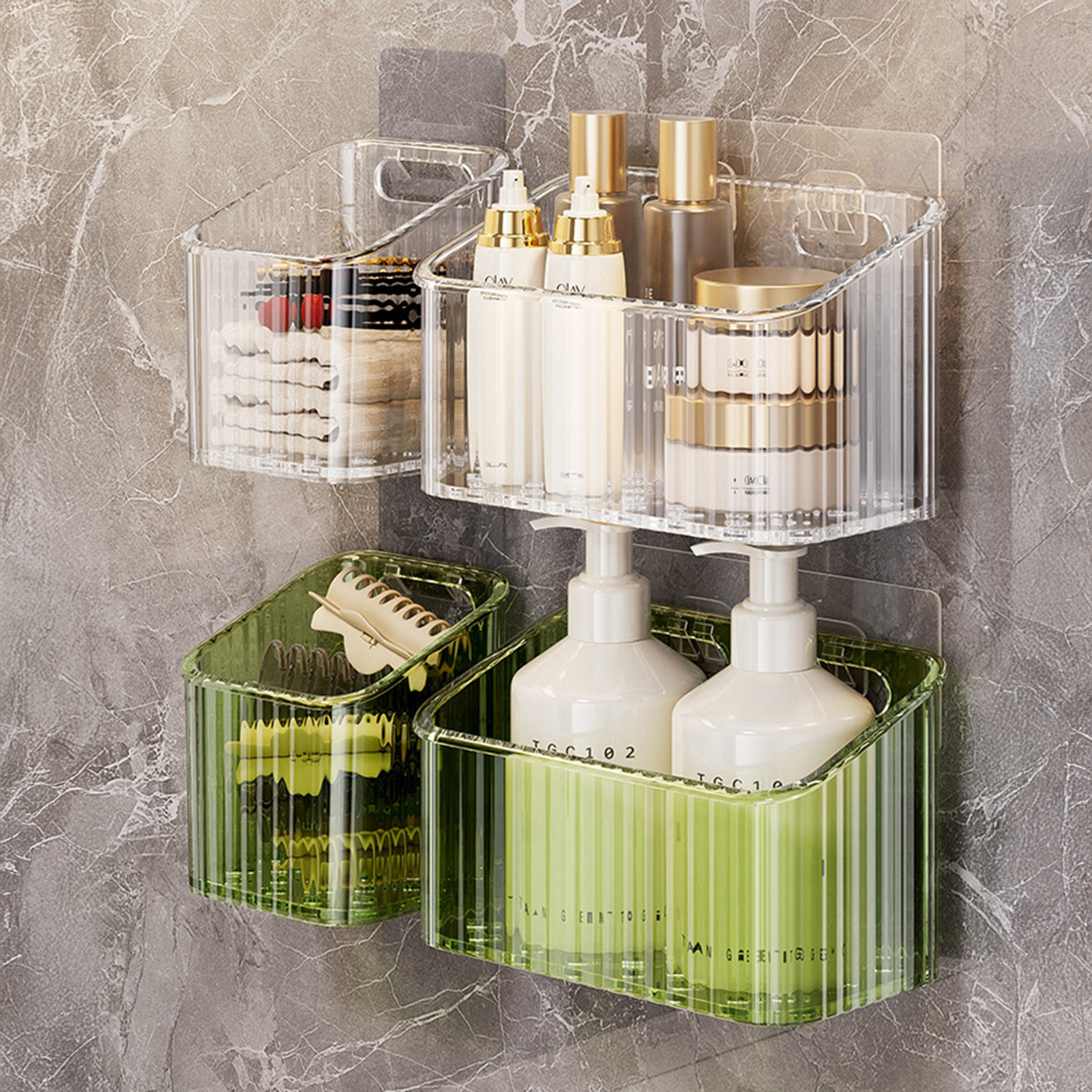 Bathroom Storage Rack Transparent Plastic Organizer Holder Toiletry Hair Accessory Jewelry Makeup Organizer Bracket Storage Rack