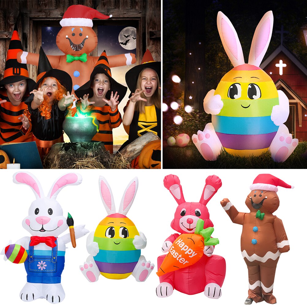 Rabbit Inflatable Costume Easter Bunny Cosplay Fancy Mascot Halloween Toys Cartoon Anime Halloween Toys Home Party Decoration