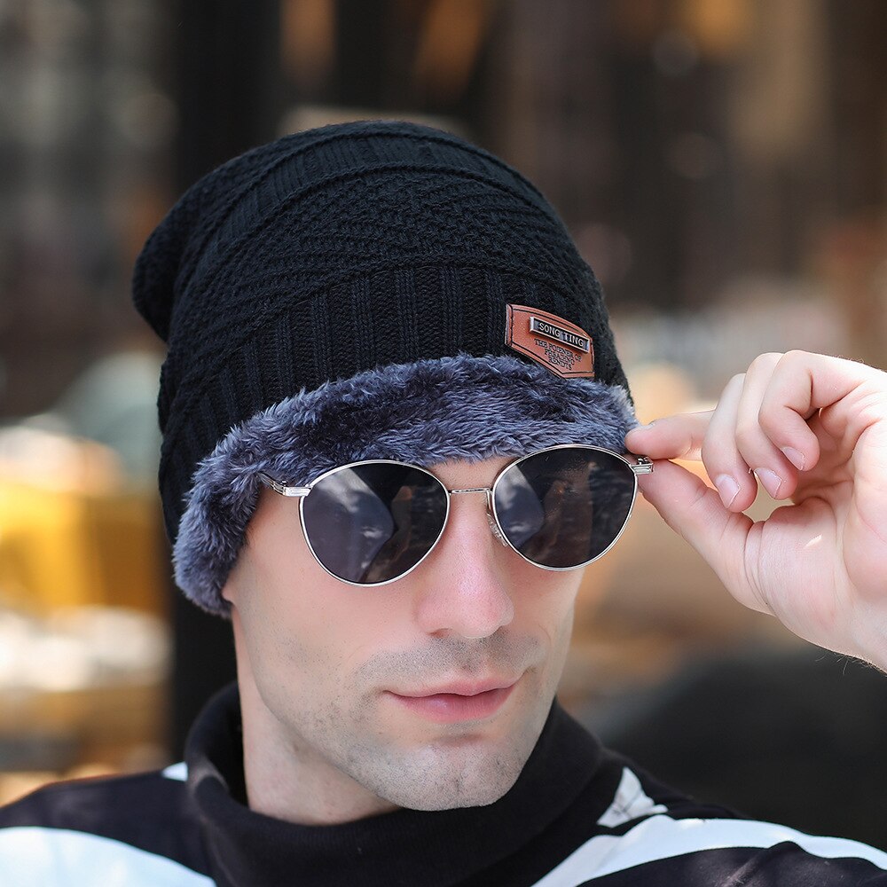 2 stücke Hütte Und Schal Kombination Winter männer Gestrickte Baseball Kappe Plus Samt Gepolsterte Lätzchen Schal Winddicht Und Warme Ich bin freien Warme